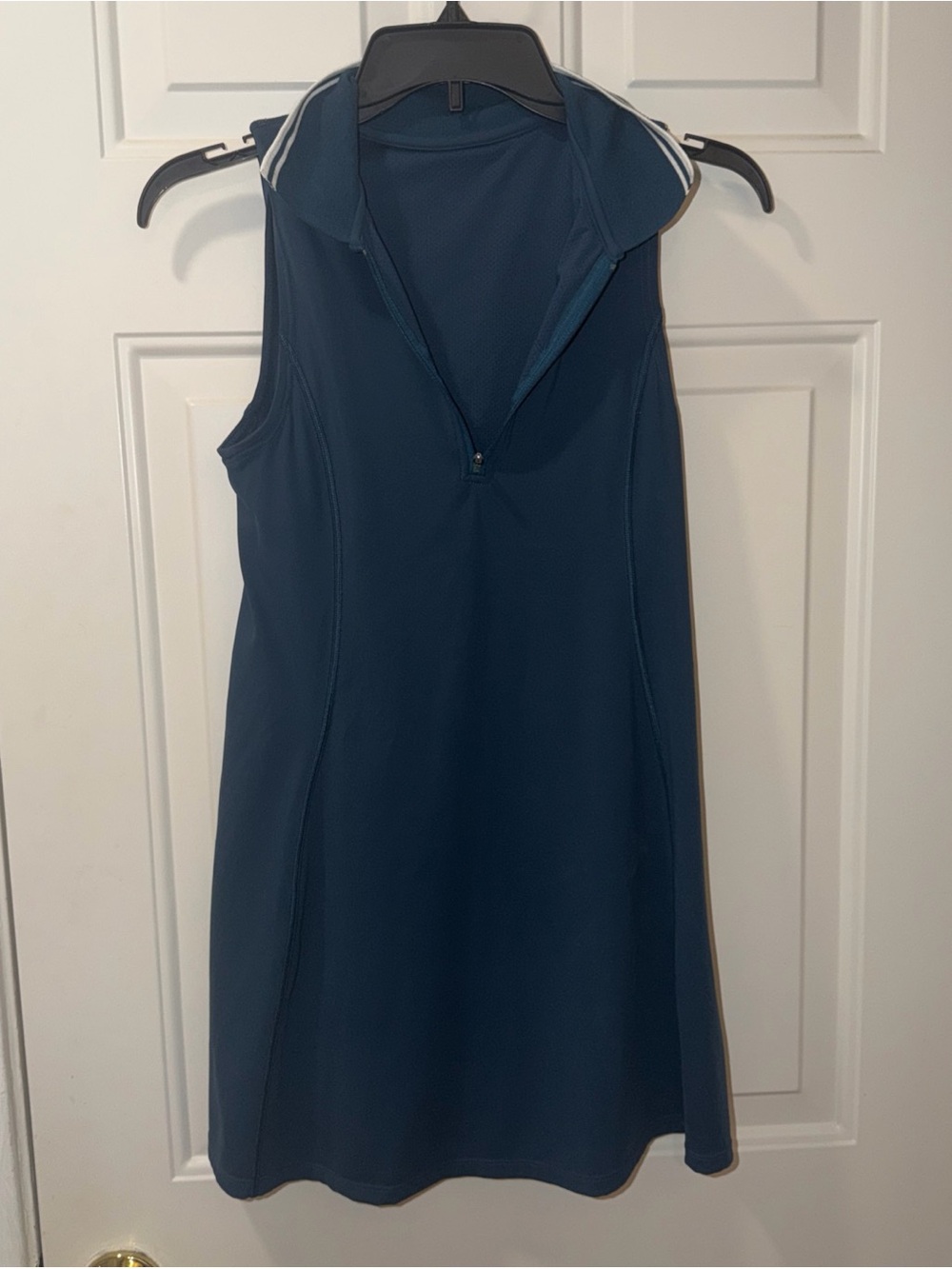 Ewedoos Women's Small Tennis Golf Dress Sleeveless Quarter Zip Teal Blue